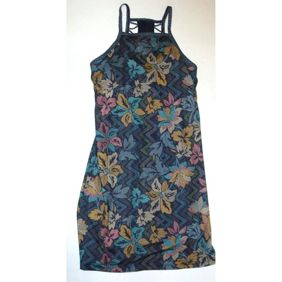 New Womens NWT PrAna S Bra Tank Dress Ardor Black Logo Cutout Design Tank Floral - Picture 2 of 6